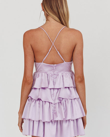 Lilac Ruffle Mini Dress