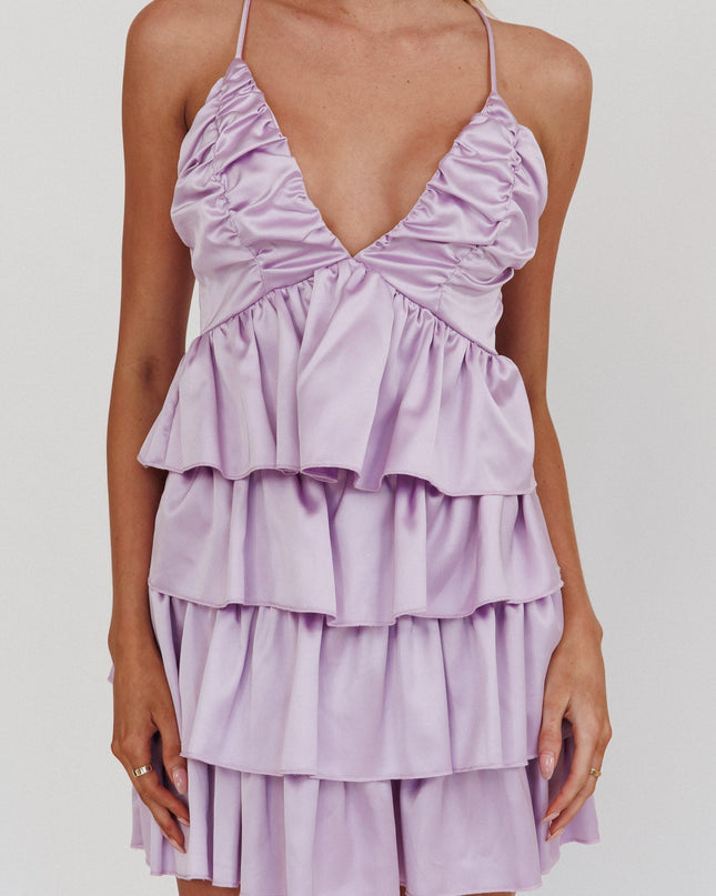 Lilac Ruffle Mini Dress