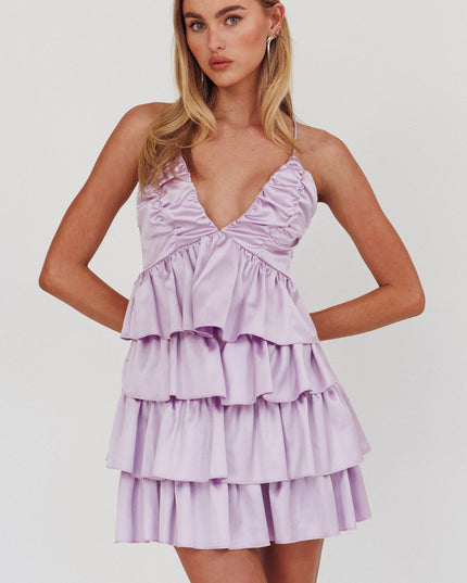 Lilac Ruffle Mini Dress