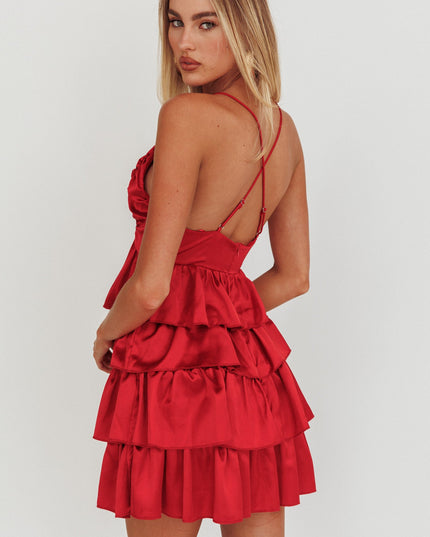 Red Ruffle Mini Dress