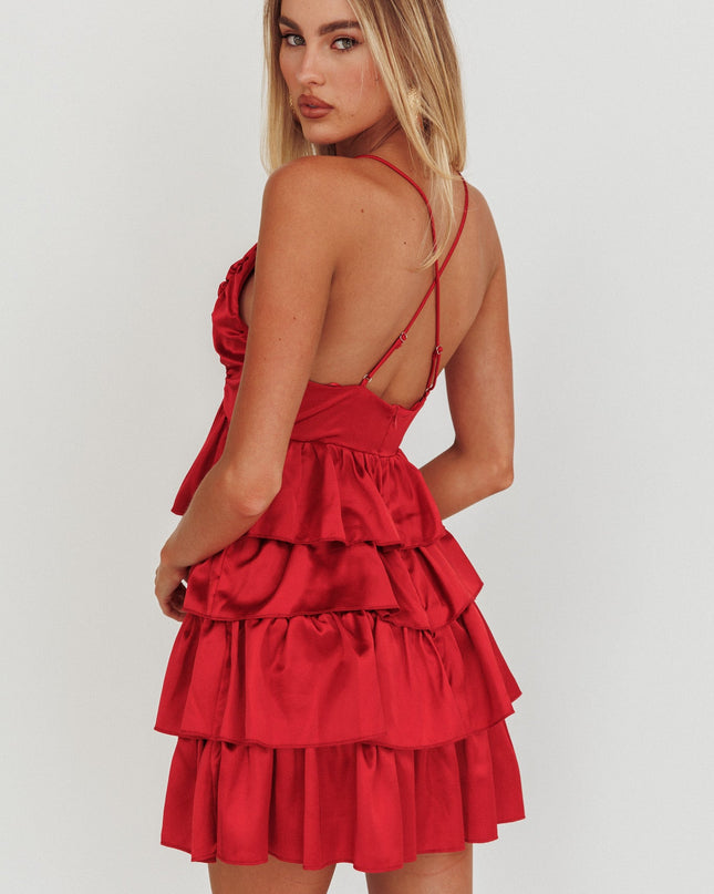Red Ruffle Mini Dress