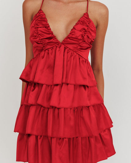 Red Ruffle Mini Dress