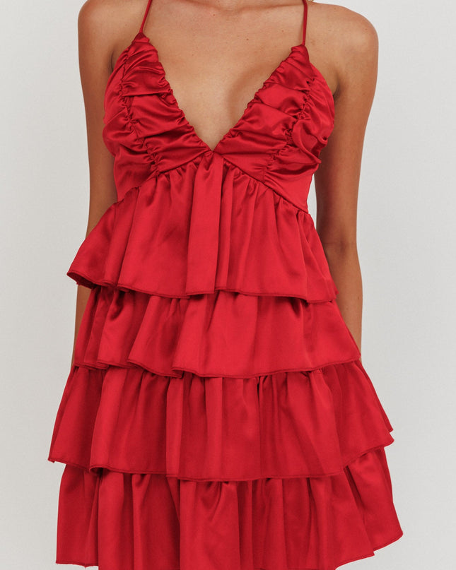Red Ruffle Mini Dress