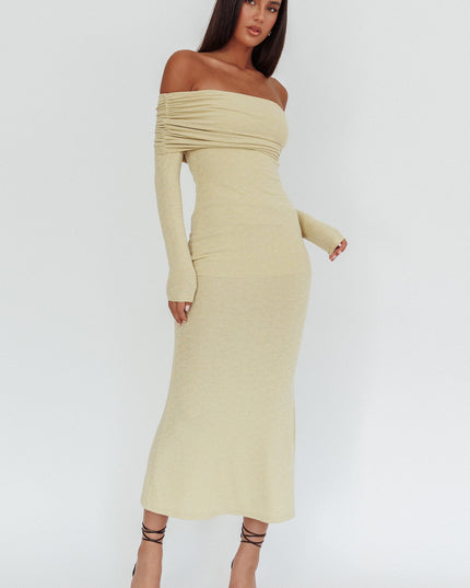 Sage Off-Shoulder Maxi Dress