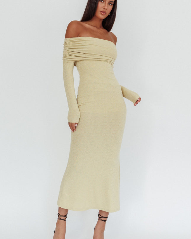 Sage Off-Shoulder Maxi Dress