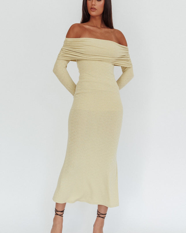 Sage Off-Shoulder Maxi Dress