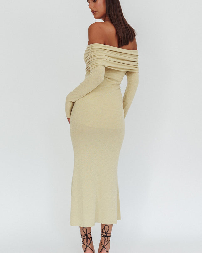 Sage Off-Shoulder Maxi Dress