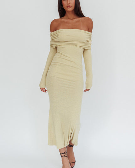Sage Off-Shoulder Maxi Dress