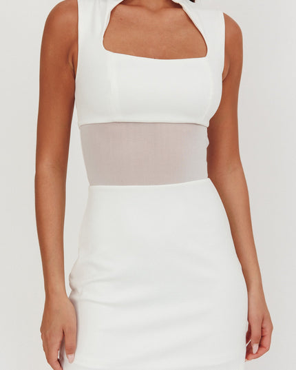 White Collar Mesh Mini Dress