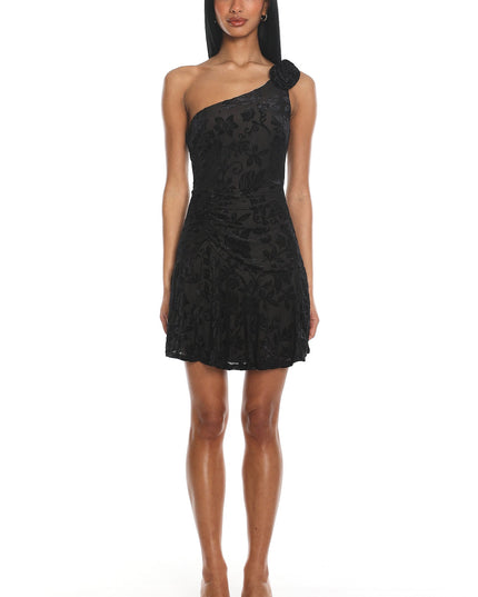Black Midnight Aura One Shoulder Mini Dress