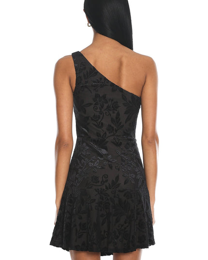 Black Midnight Aura One Shoulder Mini Dress
