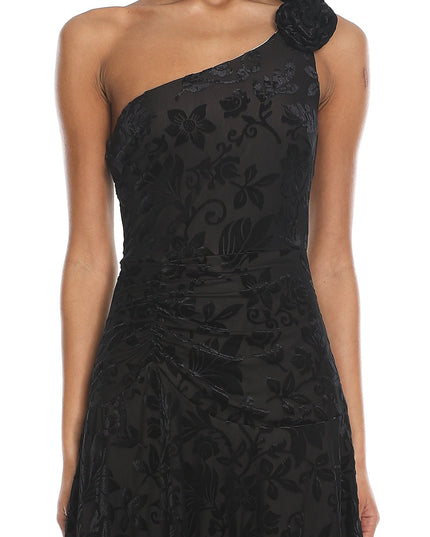 Black Midnight Aura One Shoulder Mini Dress