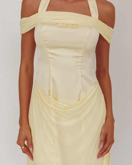 Butter Off-Shoulder Sleeve Halter Mini Dress