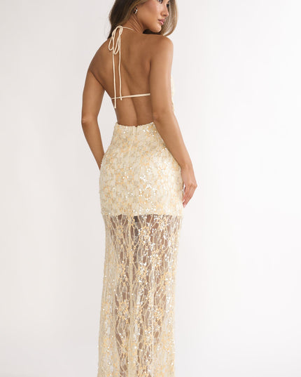 Butter One Night Halterneck Maxi Dress Sequin