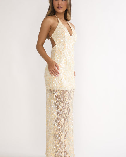 Butter One Night Halterneck Maxi Dress Sequin