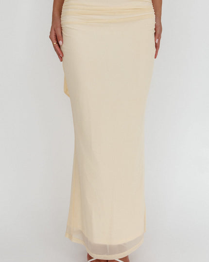 Cream Lights Ruched Midi Skirt