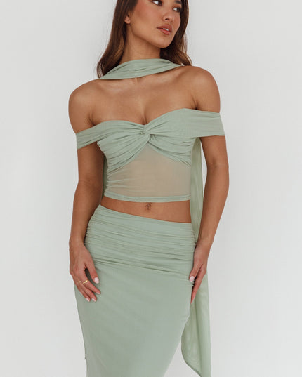 Sage Lights Off-Shoulder Crop Top