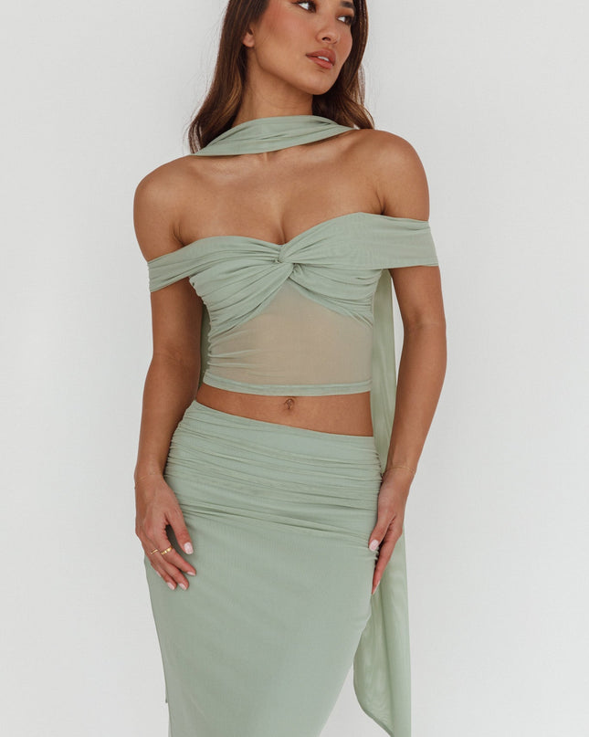 Sage Lights Off-Shoulder Crop Top