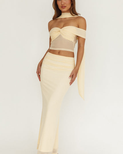 Cream Lights Off-Shoulder Crop Top
