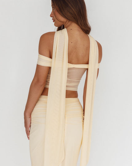 Cream Lights Off-Shoulder Crop Top