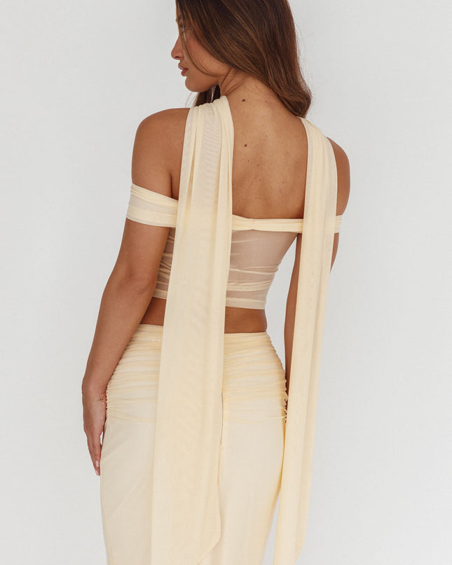 Cream Lights Off-Shoulder Crop Top