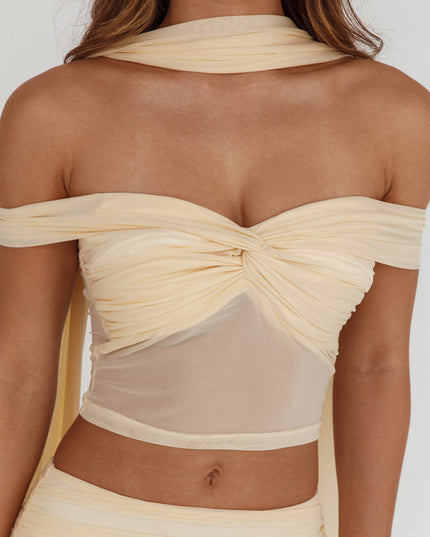 Cream Lights Off-Shoulder Crop Top