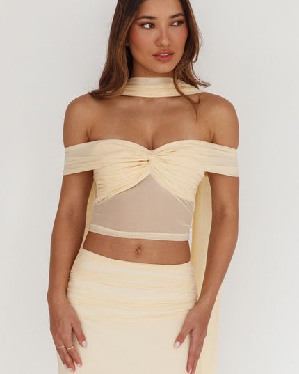 Cream Lights Off-Shoulder Crop Top