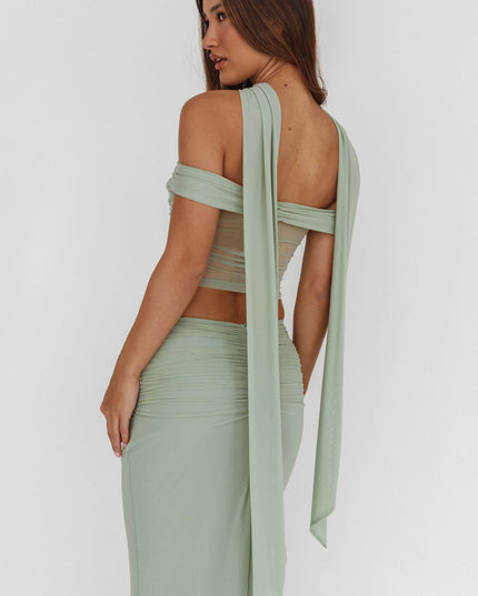 Sage Lights Off-Shoulder Crop Top