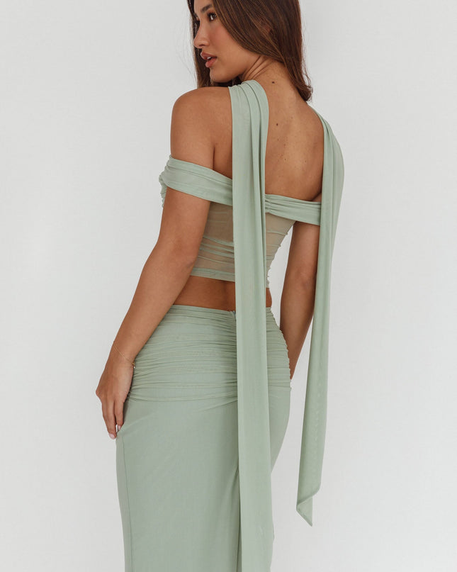 Sage Lights Off-Shoulder Crop Top