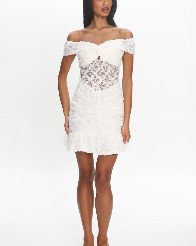 White Lights Off-Shoulder Lace Mini Dress