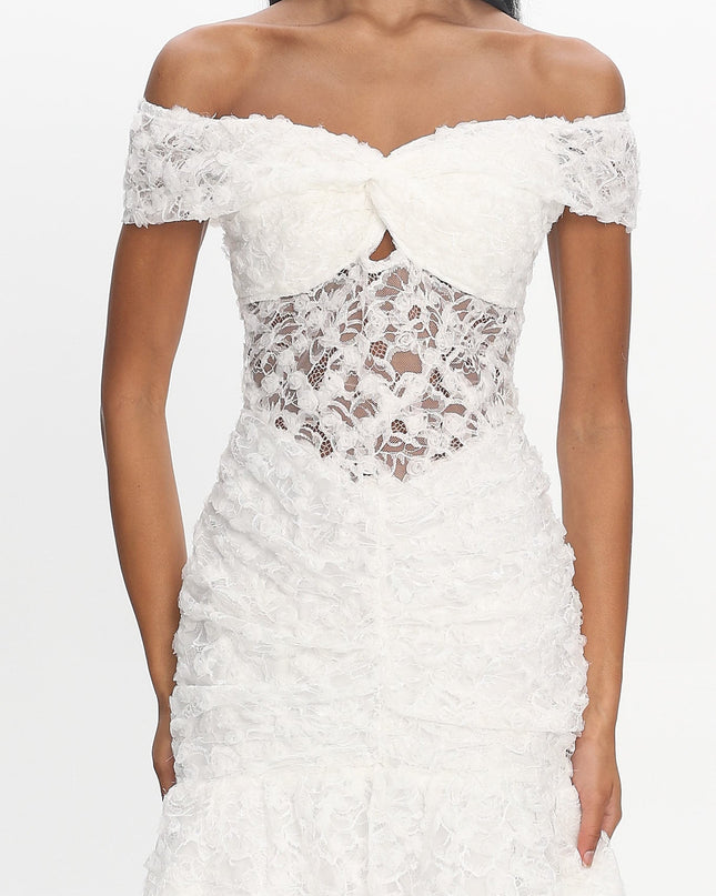 White Lights Off-Shoulder Lace Mini Dress