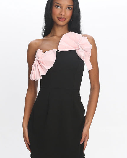 Black Strapless Concertina Decoration Mini Dress