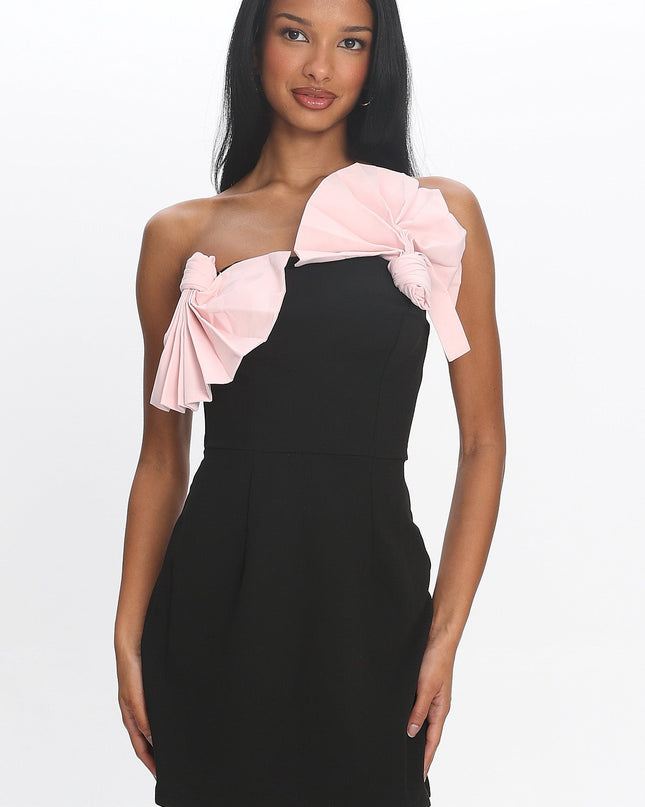 Black Strapless Concertina Decoration Mini Dress