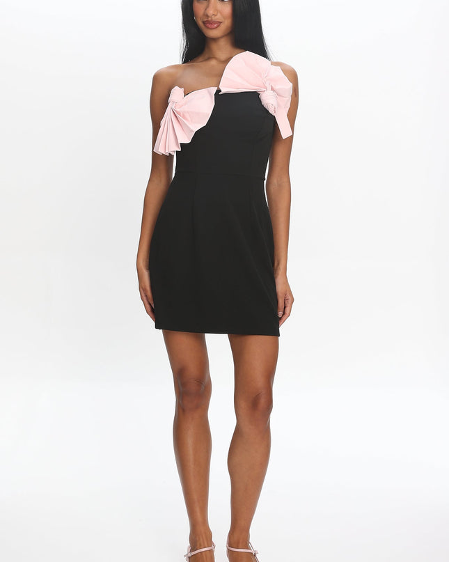 Black Strapless Concertina Decoration Mini Dress