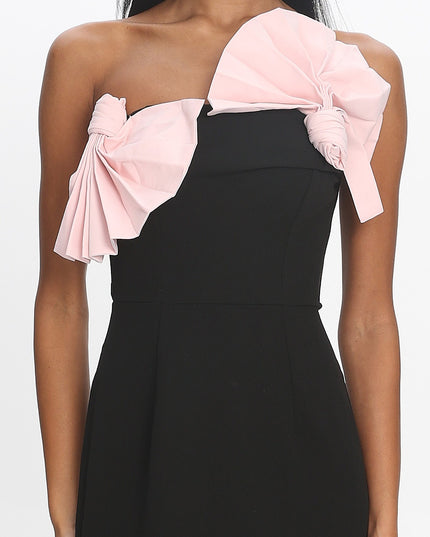 Black Strapless Concertina Decoration Mini Dress
