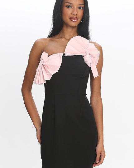Black Strapless Concertina Decoration Mini Dress