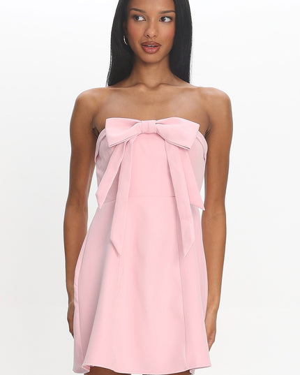 Strapless Bow Bust Mini Dress Pink Sorbet