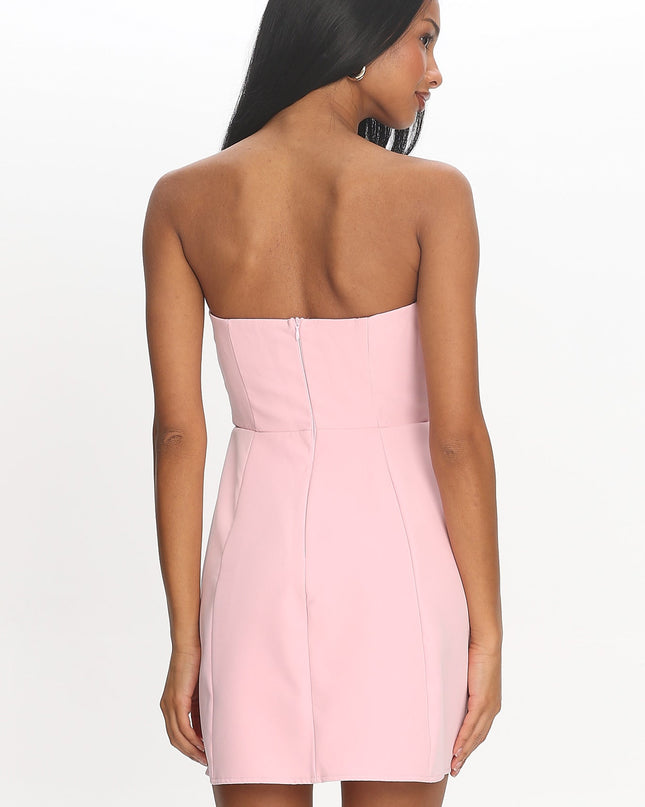 Strapless Bow Bust Mini Dress Pink Sorbet