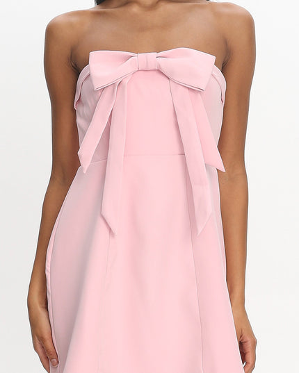 Strapless Bow Bust Mini Dress Pink Sorbet