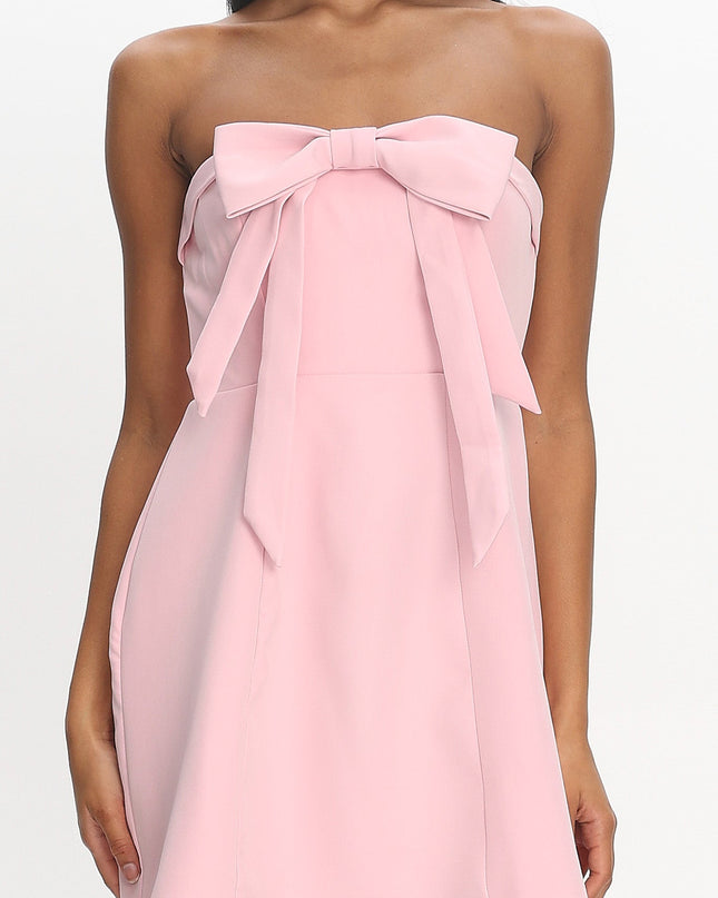 Strapless Bow Bust Mini Dress Pink Sorbet
