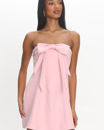 Strapless Bow Bust Mini Dress Pink Sorbet