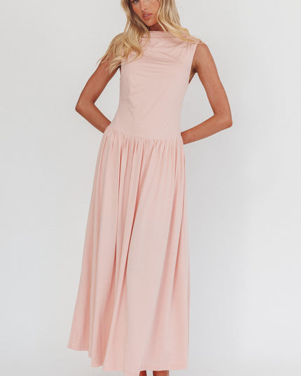 Dusty Pink High Cowl Open Back Maxi Dress