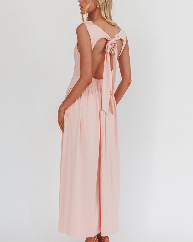 Dusty Pink High Cowl Open Back Maxi Dress