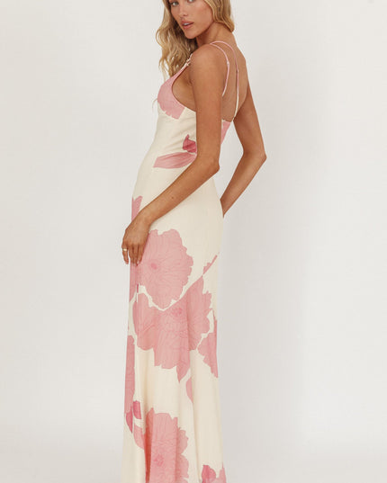 Pink Together One-Shoulder Maxi Dress Floral