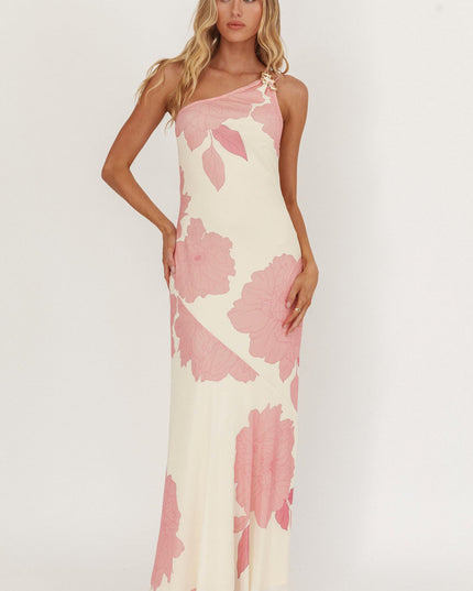 Pink Together One-Shoulder Maxi Dress Floral