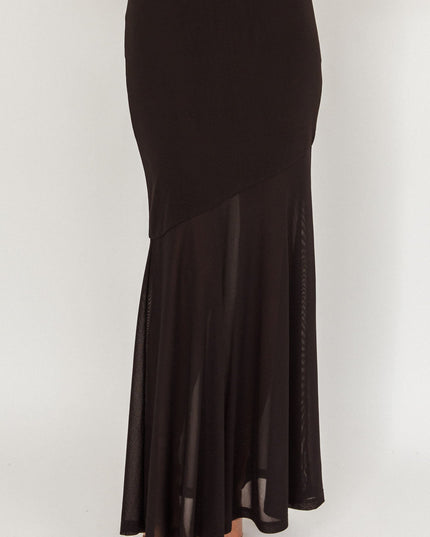 Black Half Sheer Maxi Skirt