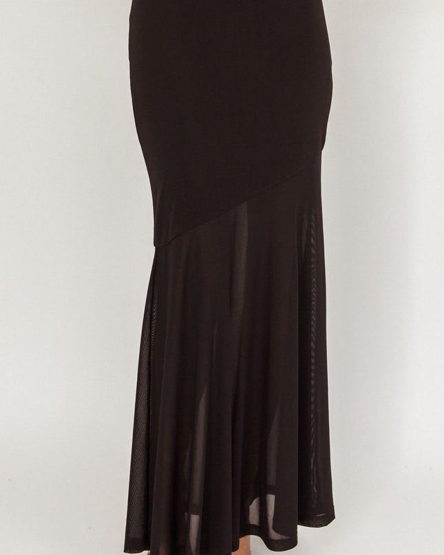 Black Half Sheer Maxi Skirt