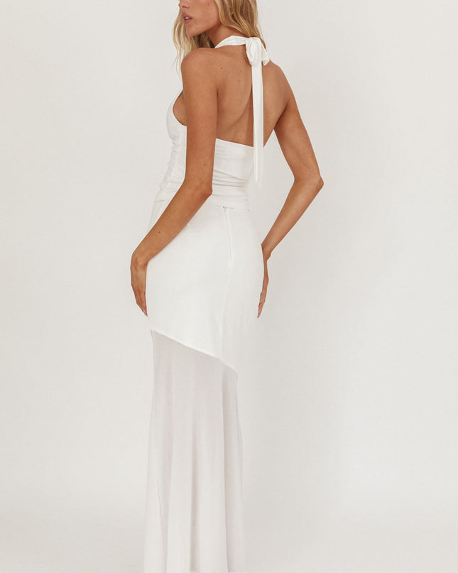 White Half Sheer Maxi Skirt