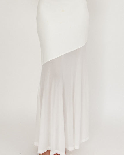 White Half Sheer Maxi Skirt