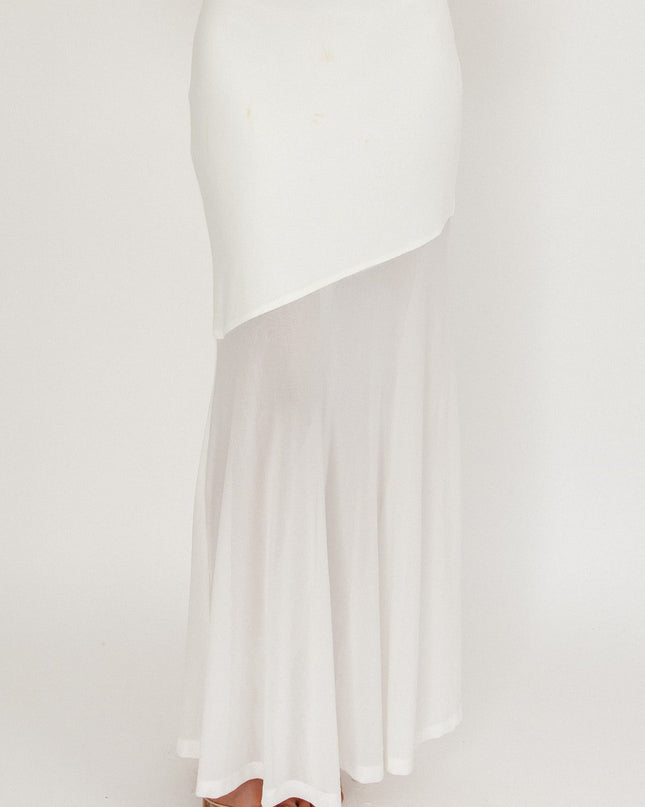 White Half Sheer Maxi Skirt
